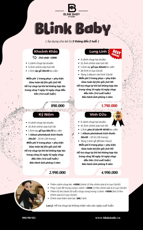 Bảng Giá Chụp Ảnh Baby